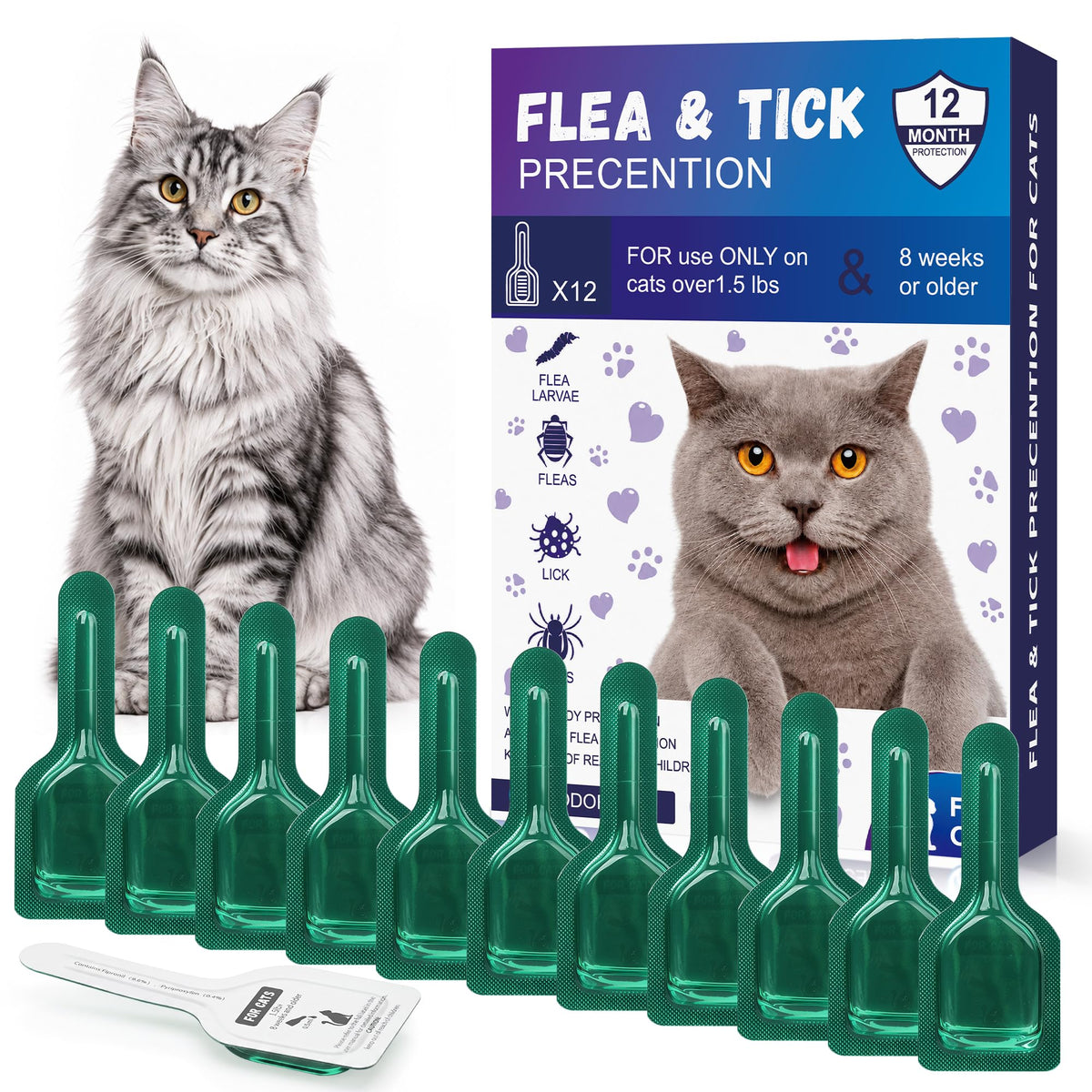 Cat Flea & Tick Topical Drops 12 Doses S673