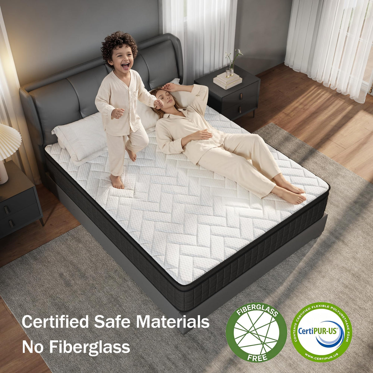 Queen 12 Inch Memory Foam Hybrid Pocket Spring Medium Firm Mattress Q1376