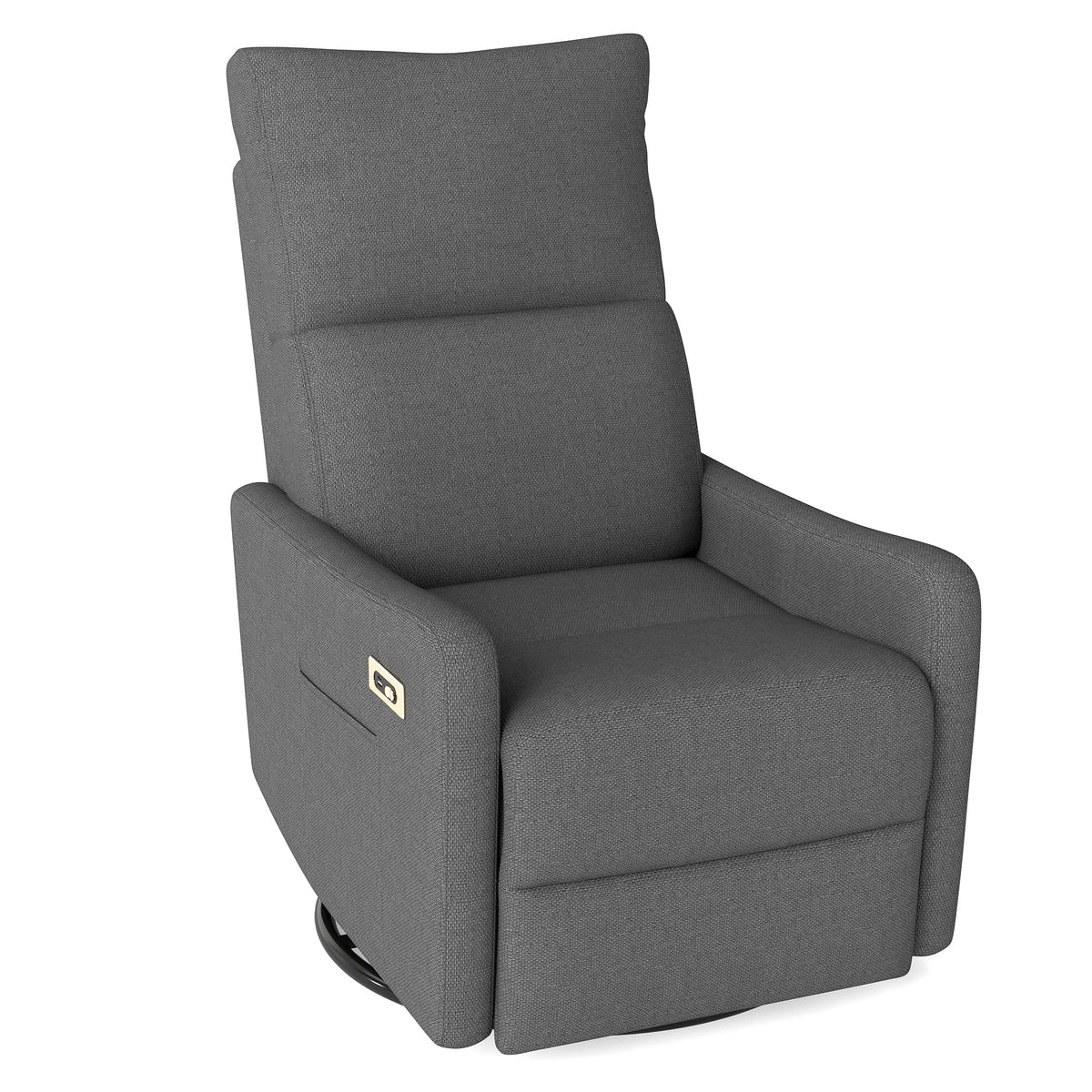 Dark Gray Velvet Swivel Recliner Chair I704