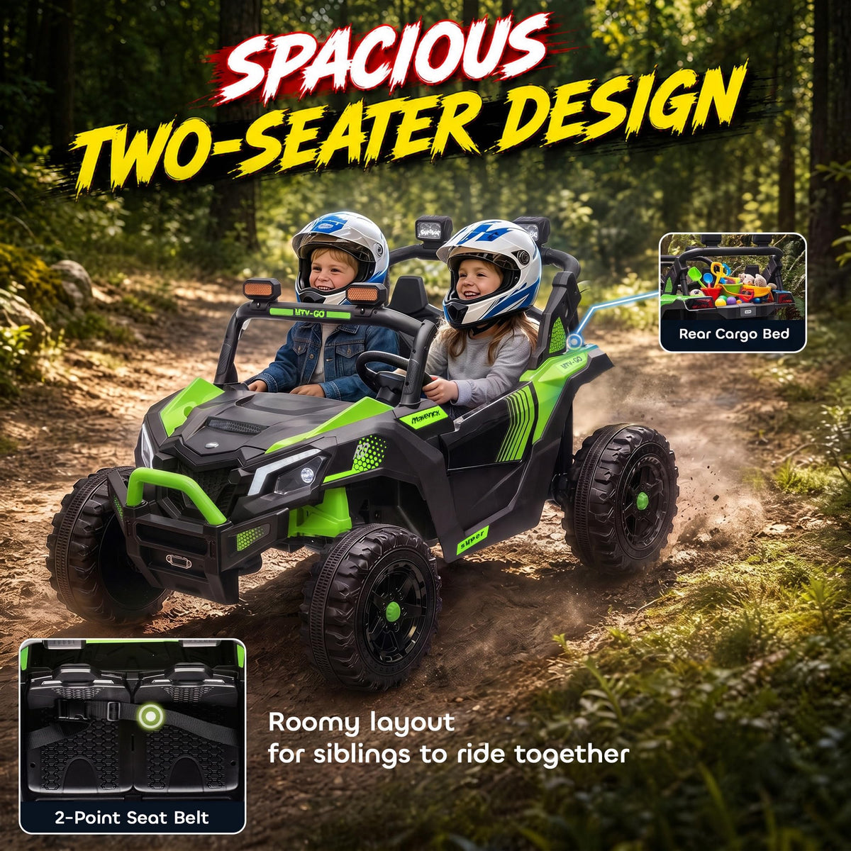 24V 2 Seater Ride On Truck Car Green B9358