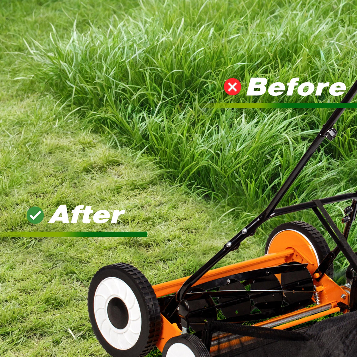 20-Inch 5-Blade Manual Reel Lawn Mower with Grass Catcher H7982