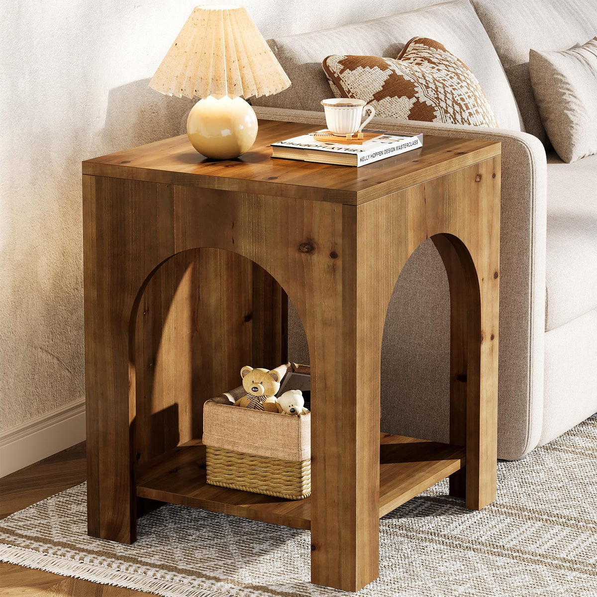 Farmhouse Wooden 2-Tier Side Table Set of 2 I40177